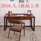 铁艺美式宜家实木卧室小书桌子简易电脑桌台式家用房间学习写字台