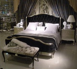 亏本欧式床布艺床新古典大床木床双人床婚床实木黑色雕花整装家具