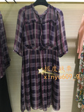 专柜正品代购 杰西 2016秋款紫色格子连衣裙 JXFFL055 原2599元