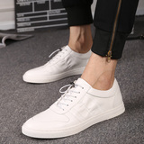 新款白色时尚真皮内增高透气潮流韩版男士鞋英伦休闲男士皮鞋板鞋