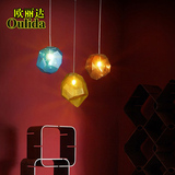 三头彩色石头吊灯创意现代简约led个性艺术咖啡厅吊灯玻璃餐吊灯