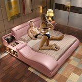 皮床榻榻米床真皮床1.5米双人床1.8米皮艺软床小户型现代简约卧室