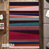 现代简约美式多彩条纹 进口新西兰羊毛客厅茶几沙发 卧室床边地毯