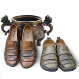 中国风复古特色休闲鞋真皮男皮鞋舒适做旧个性鞋子拼接民族风男鞋