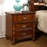 美式卧室床头柜现代简约储物柜实木小型白色迷你床边柜橡木色特价