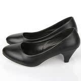 新款黑色皮鞋工作鞋女黑职业鞋中跟空姐鞋 ol女鞋单鞋舒适上班鞋
