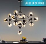 魔豆吊灯北欧美式简约复古工业创意艺术铁艺个性玻璃圆球餐厅灯具