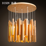 迪森设计师艺术创意个性灯具简约客厅餐厅木艺灯实木冰条风铃吊灯