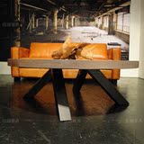 美式复古个性实木茶桌 简约现代铁艺创意客厅圆形茶几小户型桌子