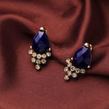 Qearl 出口日韩欧美外贸大牌复古做旧蓝宝石镶钻可拆卸女耳钉耳环