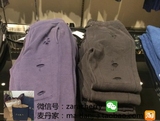 3月款上海Zara正品代购男装剪洞休闲长裤2色8369/400