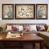 美式乡村客厅装饰画 欧式挂画 沙发背景墙壁画 餐厅有框画 九色鹿