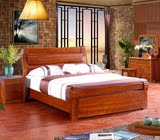 简约中式全实木双人床1.8米 1.5米欧式柏木原木床 高箱储物家具床
