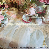 LACESHABBY进口高级定制双层钉珠浮雕蕾丝白纱桌布钢琴床头柜盖巾