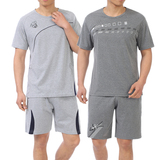 中年男士短袖运动套装夏季休闲短裤跑步服爸爸运动服男健身球服棉