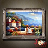 地中海欧式油画手绘风景客厅卧室欧式壁画手工立体画装饰画定制