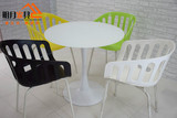 时尚咖啡厅桌椅简约塑料接待培训椅西餐厅小围椅办公椅休息区桌椅