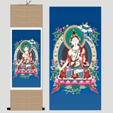 大白伞盖佛母 唐卡 藏传 藏族 佛教 佛像 敦煌 宗教丝绸卷轴挂画