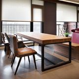 北欧宜家铁艺实木餐桌办公桌长条会议桌书桌工作台咖啡厅酒吧桌子