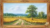 查理夫人 欧式客厅纯手绘油画 简欧风景装饰金色麦田风景画13400