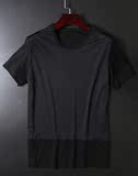 意大利高端外贸原单出口尾单 2016夏季进口丝光棉圆领短袖T恤男
