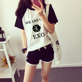 EXO衣服同款夏装女短袖t恤学生宽松鹿晗世勋应援服上衣女纯棉套装