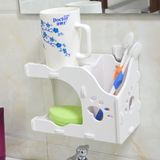免打孔浴室洗漱杯牙刷架套装卫浴置物架创意 多功能壁挂式肥皂盒