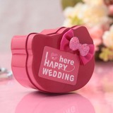多姿玫红韩式创意喜糖盒子 马口铁盒 婚庆婚礼用品中号结婚糖盒