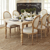 新品乡村美式复古做旧餐桌椅组合简约欧式原木色仿古餐厅长方桌