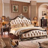 欧式床双人床 1.8米实木床 1.5米储物床真皮床新古典卧室奢华家具