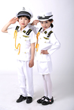 儿童演出舞蹈表演服装小海军空军升旗手制服白色绿色军装演出新款