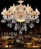 时尚客厅餐厅卧室酒店工程灯具 欧式豪华锌合金玉石水晶吊灯