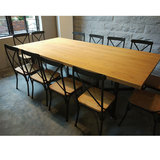 美式复古实木长方形餐桌酒吧咖啡西餐厅桌椅办公会议电脑桌大板桌