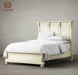 美式复古做旧白色实木床法式公主床 欧式简约1.5 1.8米双人床婚床