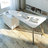 简约现代白色烤漆书房转角书桌家用台式旋转办公电脑桌主机架副柜