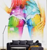 手绘水彩艺术人物背景壁纸个性时尚大型无缝壁画KTV酒吧墙纸整张
