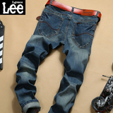 Lgnace Lee男士牛仔裤修身薄款直筒男裤青年弹力长裤子春夏季男装