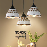 北欧宜家餐厅灯吊灯三头创意美式吧台咖啡厅灯个性单头陶瓷灯具