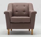 美式布艺沙发 简欧单人沙发椅双人复古北欧创意小户型实木脚沙发