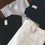 潮牌纯色短袖T恤tee男女半袖欧美日系纯棉圆领黑白灰基本款文化衫