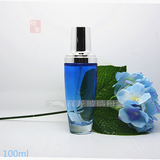 100毫升大容量化妆水瓶 蓝色化妆水玻璃瓶 化妆品空瓶子 分装瓶子
