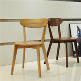 宜家餐椅橡木家用简易北欧个性实木创意椅子时尚简约原木色胡桃色