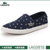 [现货]香港正品代购LACOSTE法国鳄鱼平底女鞋一脚蹬帆布休闲鞋