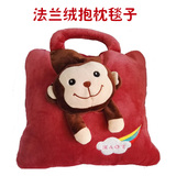 卡通猴子抱枕被子两用大号加厚公仔午睡毯子靠枕汽车抱枕空调被