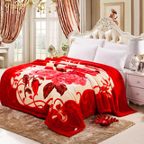 毛毯加厚双层冬季拉舍尔盖毯婚庆大红绒单人双人床单结婚12斤毯子