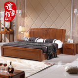 实木床1.8 纯胡桃木高箱储物床现代中式1.5米双人床婚床卯榫结构