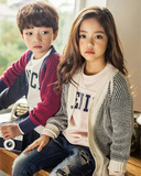 韩国童装男童女童中大童2016秋新款针织毛衣开衫外套正品代购进口