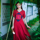 素萝 菩萨引 民族风原创设计女装2016新款夏装宽松刺绣连衣裙
