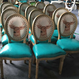 欧式复古实木餐椅休闲靠背椅美式乡村简约咖啡厅酒店做旧扶手椅子