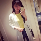 女装新款韩版长袖衬衫镂空披肩外套中长款纯色针织空调衫薄开衫女